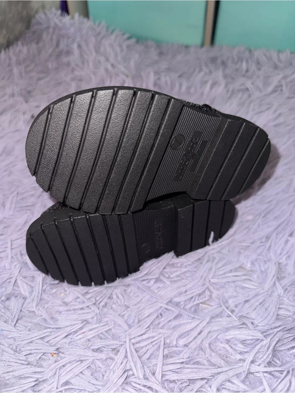 Cat & Jack Black Glitter Kids Boots with Velvet Laces